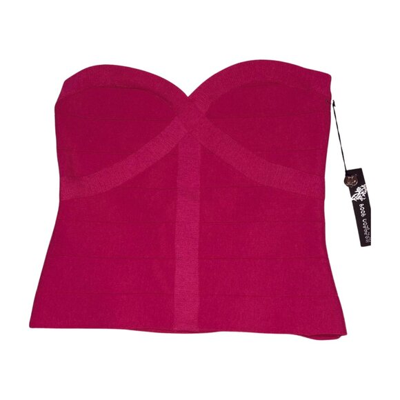 POOF COUTURE Womens Bandage Style Sweater Tube Top Raspberry Pink Size Large - Picture 1 of 8